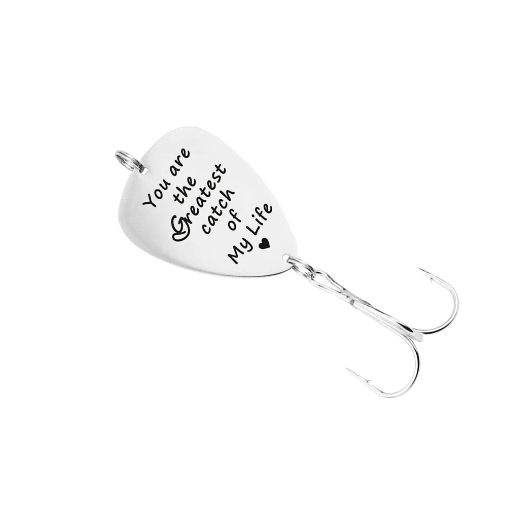 Stainless Steel Fishing Lures 3pcs Vivid Guitar Pick Shape Reusable Eco Material Triple Hooks Strong Metal Letter Carved Pattern