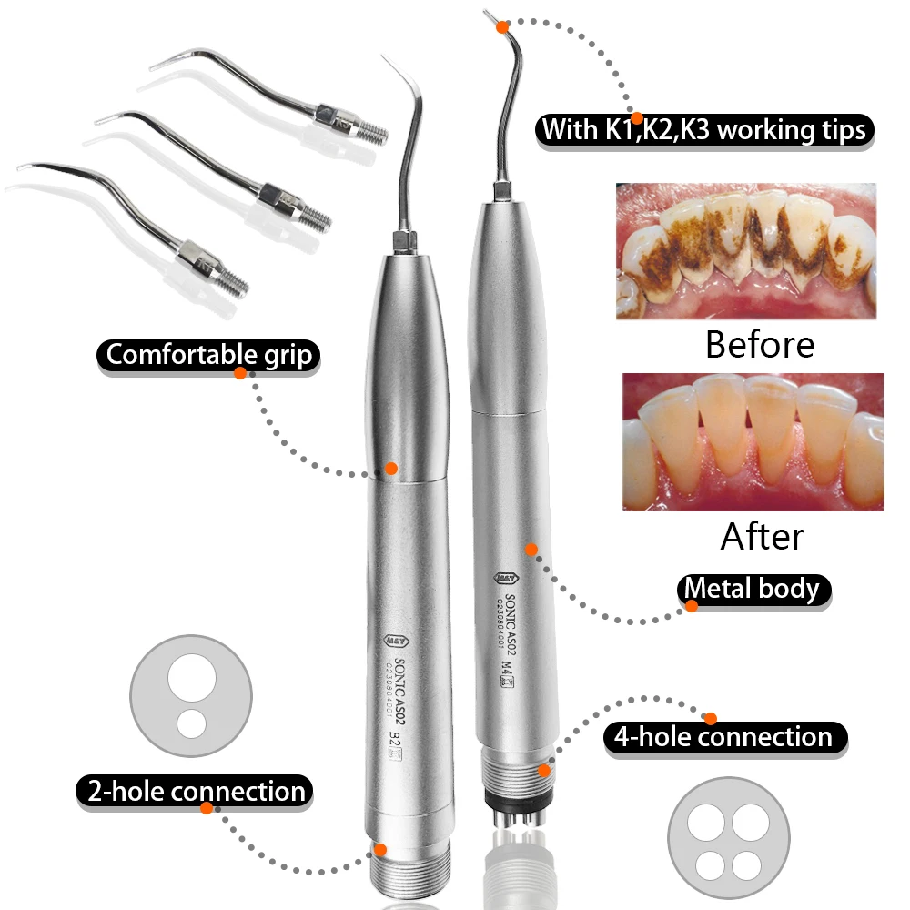 

Dental Ultrasonic Air Scaler with 3 Tips Tooth Calculus Remover Cleaning Tool Handpiece Cleaner Dentist Lab Whiten Tooth