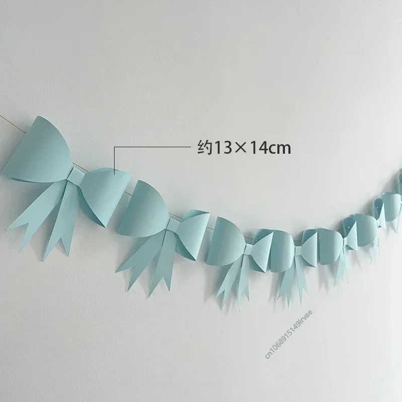 INS Bowknot Garland Flags Princess Girls Baby Room Wall Hanging Decoration Pennant Nursery Decor Party Banner Photo Props