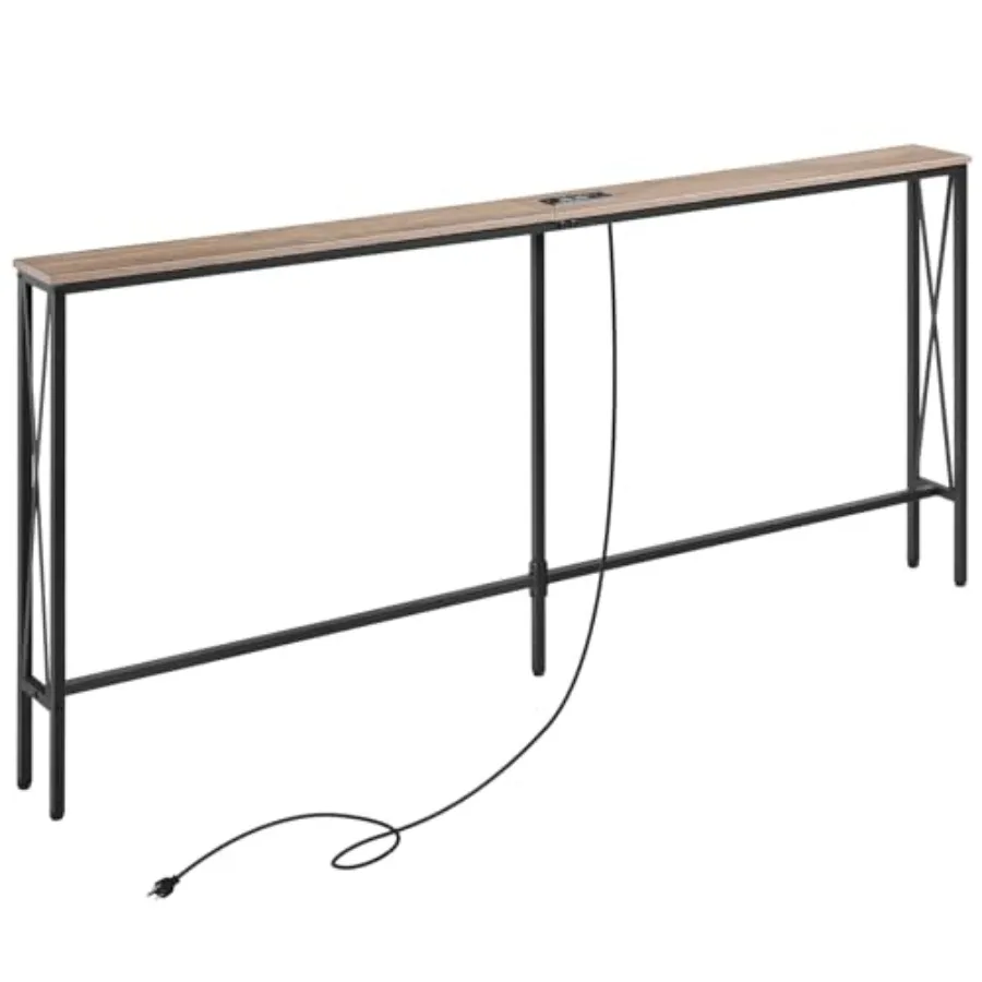 

Узкий консольный диван-стол 5,9 дюйма с розетками 5,9 дюйма Dx70,9 Wx31,5 H Длинный узкий диван-стол с зарядной станцией и 6 шт.