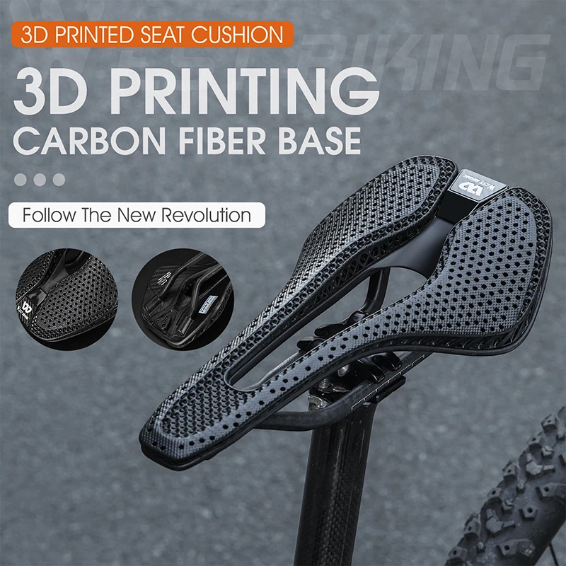 

WEST BIKING 3D Printed Saddle Ultralight Breathable Nylon Carbon Fiber Hollow Cycling Race Seat MTB Road Triathlon Bike Cushion