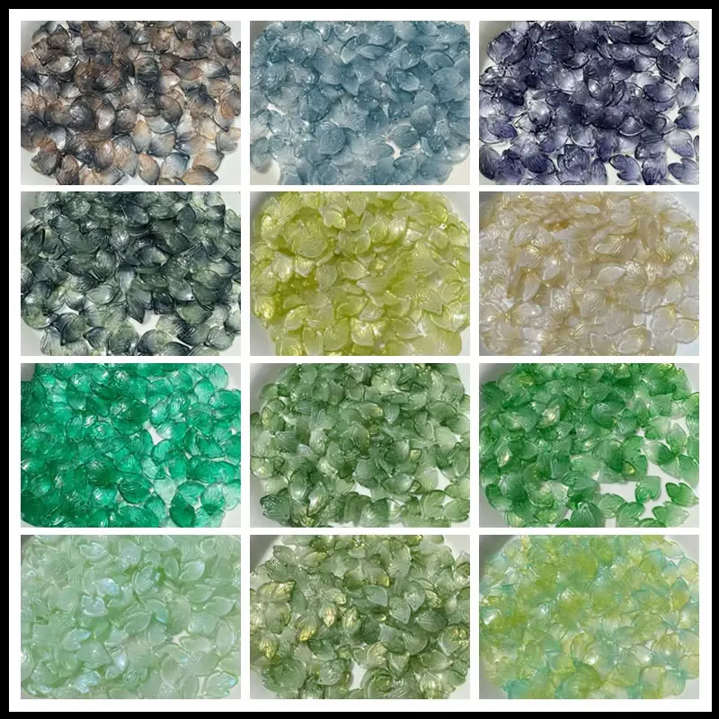 

50PCS cHERRY LEAVES gLASS pENDANT lEAF sHAPED bEADS lOOSE sPACER bEADS FOR nECKLACE cHARMS bRACELET jEWELRY mAKING sUPPLIES GIFT