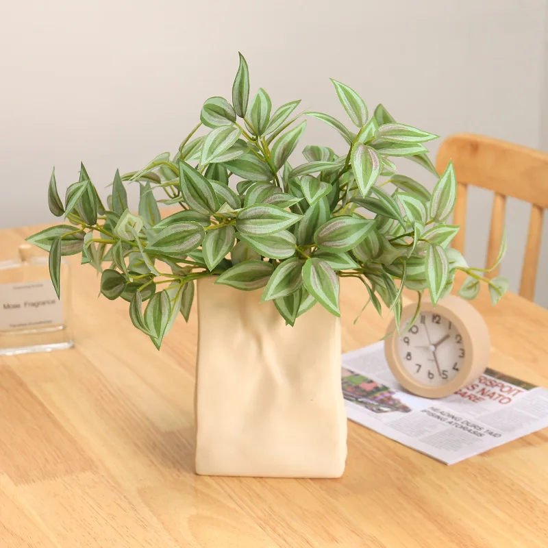 

10pc 26cm Simulation Douban Leaf Hanging Bamboo Plum Green Plant Home Hotel Decoration Flower Arrange Wedding Set Fresh Simulati