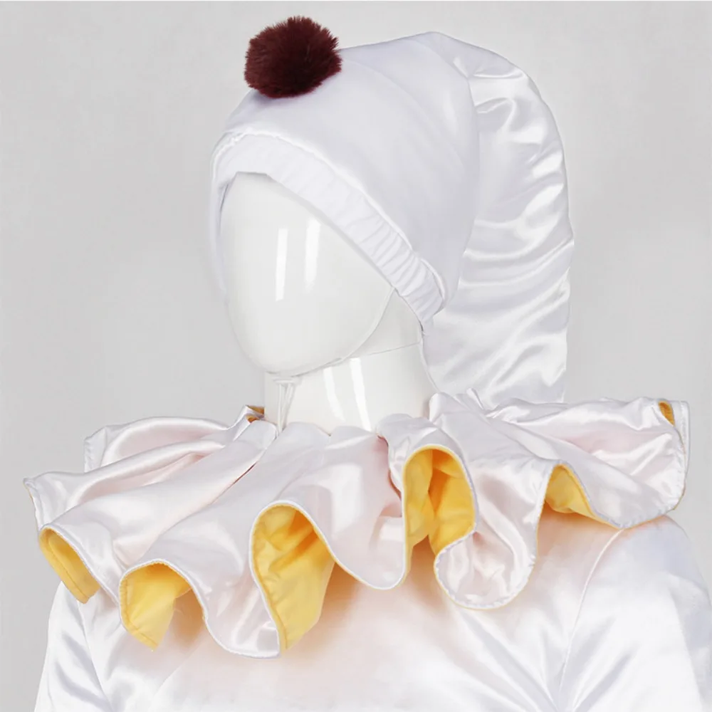 Horror Game The Freak Circus White Pierrot Clown Cosplay Costume Halloween Party Masquerade Performance Clothing Wig for Adults view 5