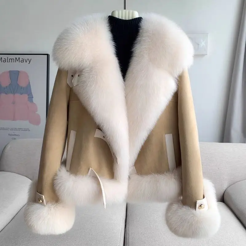 2026 New imitation Fox Fur Coat Womens Autumn Winter Fashion Short Add Cotton Thick Warm Suede Overcoat Female Slim Outwear