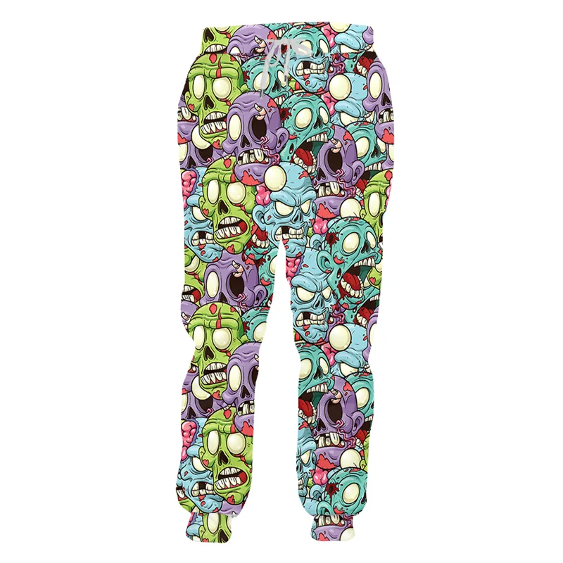 Men's Casual Social Pants 3D Print Colorful Skull Pants Zipper Elastic Waist Suit Male Pants Trousers Men's Clothing Trousers