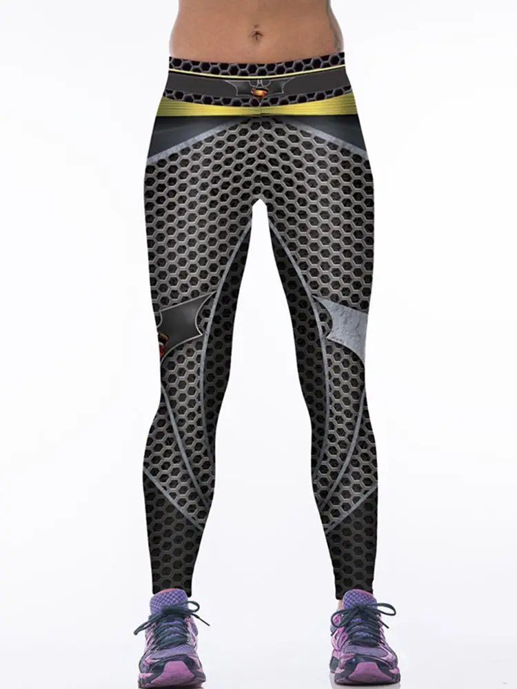 Kobiety legginsy sportowe Superhero 3D drukuj wysokiej talii elastyczne legginsy gimnastyczne Cosplay Pant kobieta Skinny leginsy sportowe bieganie leginsy — zdjęcie 2