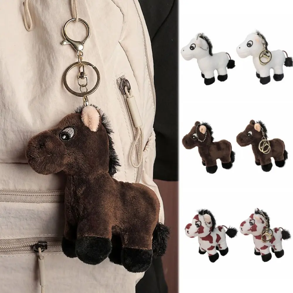 Portachiavi con cavallo di peluche con animali di peluche, decorazione da appendere, simpatico cartone animato, bambola con cavallo di peluche, decorazione da appendere, ciondolo per zaino