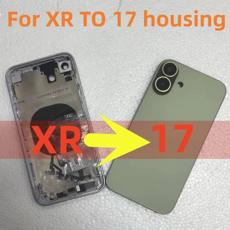 كاميرا كبيرة تجميع DIY الإسكان آيفون XR مثل 17، XR إلى 17 XR DIY 17 التيتانيوم نمط 6.1 "مجموعات استبدال الهيكل هدايا مجانية