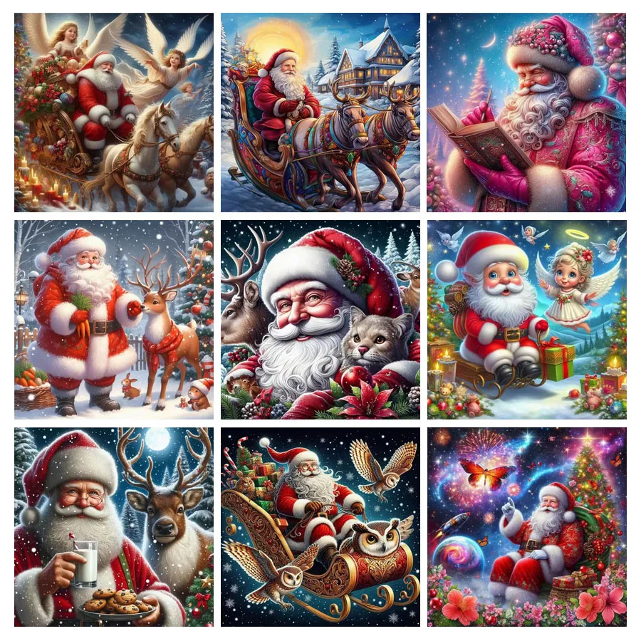 Diy Diamond Painting New Collection Santa Claus Full Mosaic Embroidery Father Christmas Picture Jewelry Cross Stitch Kits