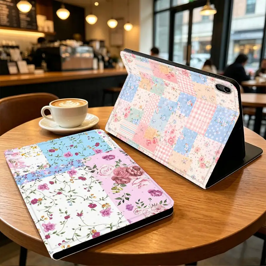 Bright Floral Collage Print with Pencil Slot Case for Apple iPad Pro11 13 Air 11 13 M4 M3 M2 A16 2026 10th 7/8/9th Air 4/5/6th