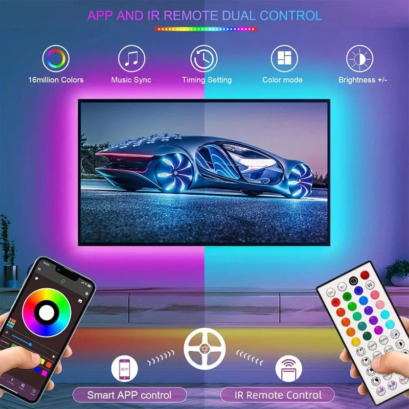 الاتحاد الأوروبي التوصيل DC24V RGB LED قطاع ضوء 10 متر 30 متر 40 متر مصباح ليد مع APP التحكم شريط مرن لوسيس Led الشريط لأضواء الغرفة المحيطة