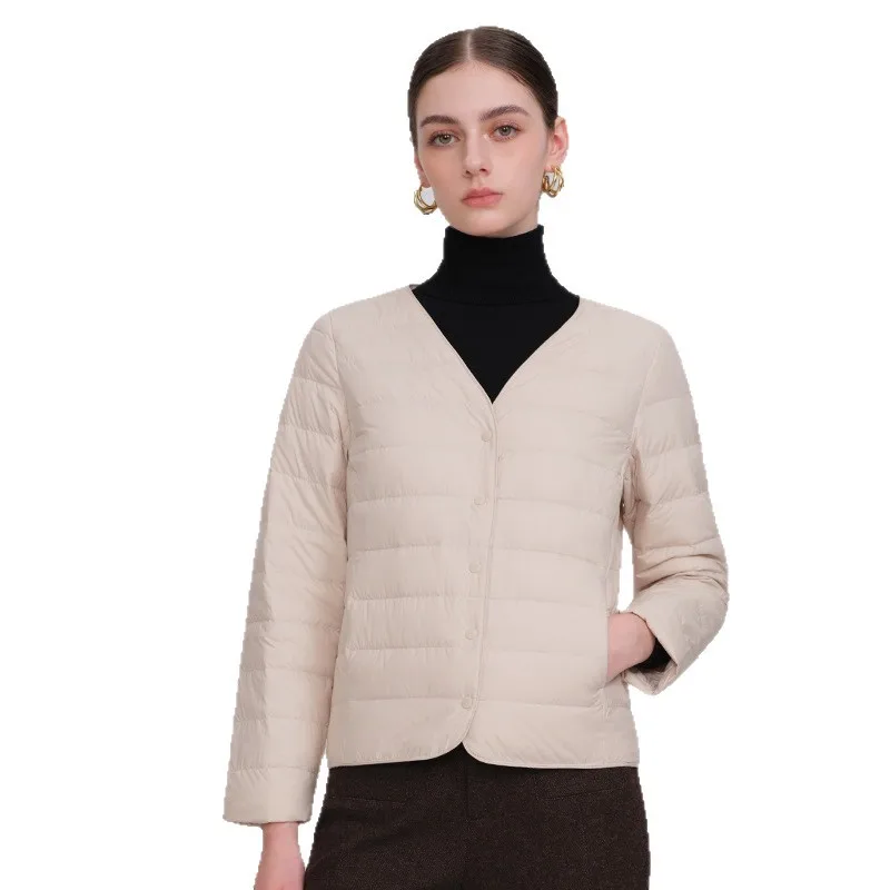 W2EJOURNEY جودة عالية الاتحاد الأوروبي الولايات المتحدة حجم الملابس الفاخرة في الهواء الطلق الخريف الخامس الرقبة خفيفة الوزن المرأة أسفل سترة #3