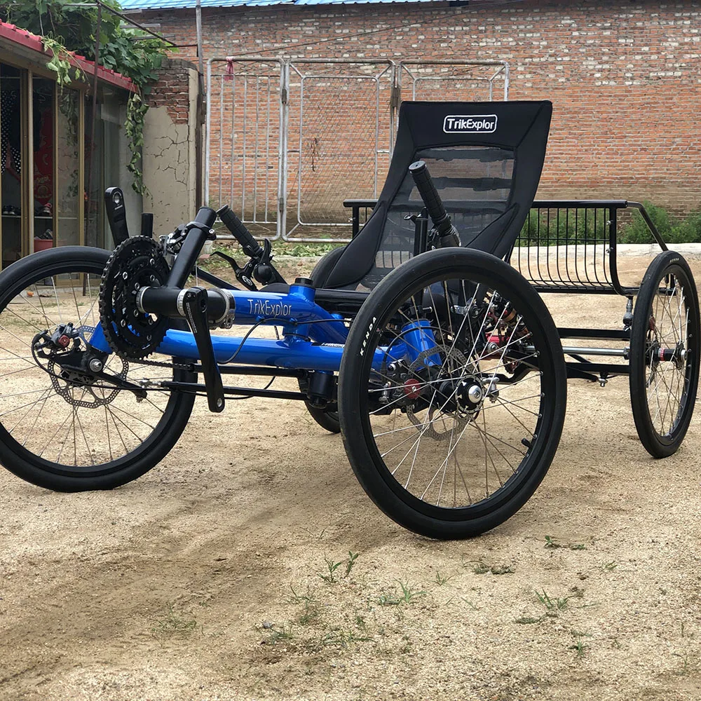 Pedal Powered Aluminum Alloy Frame 27 Speed 4 Wheel Recumbent Quad Road Bike