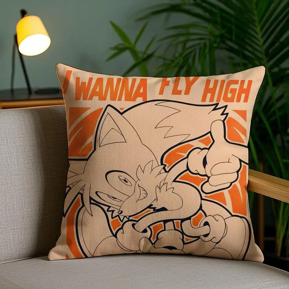 Cartoon S-SonicS Kissenbezug, Plüschstoff, weich, doppelseitig bedruckt, für Sofa, Schlafzimmer, Heimdekoration, feines Geschenk, Kissenhülle – Detail 15