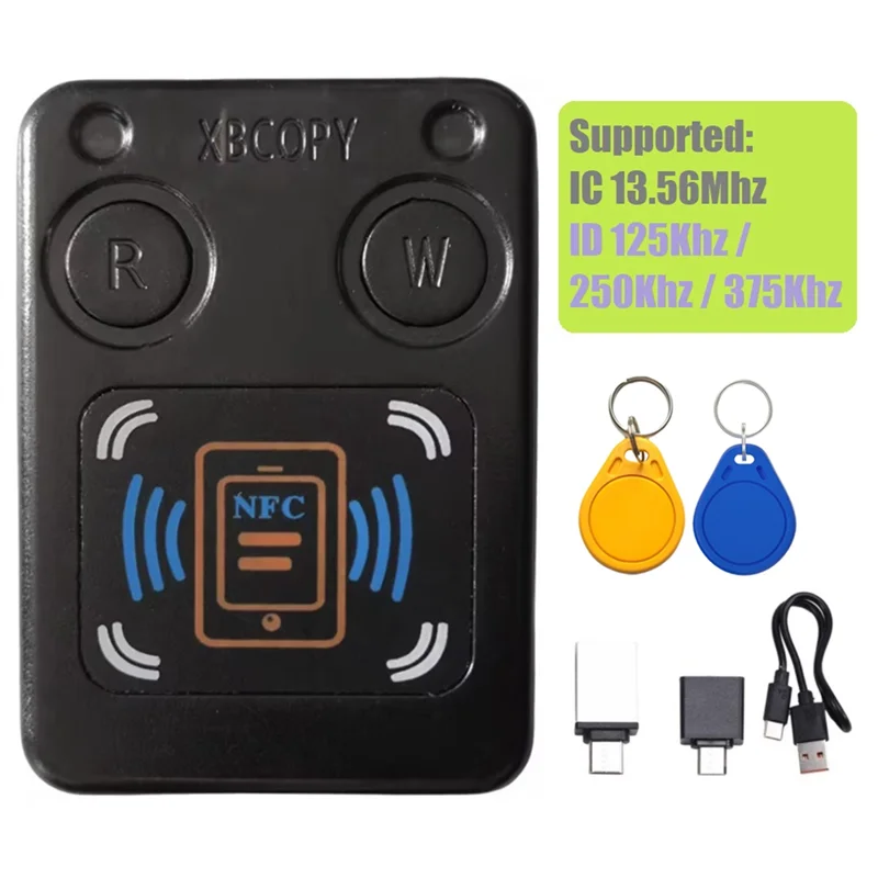 BNVN-NFC RFID смарт-чип-карт, копир + брелок QID/UID ID IC 13,56 МГц, 125 кГц, 250 кГц, 375 кГц, RFID-токен, клон-дубликатор