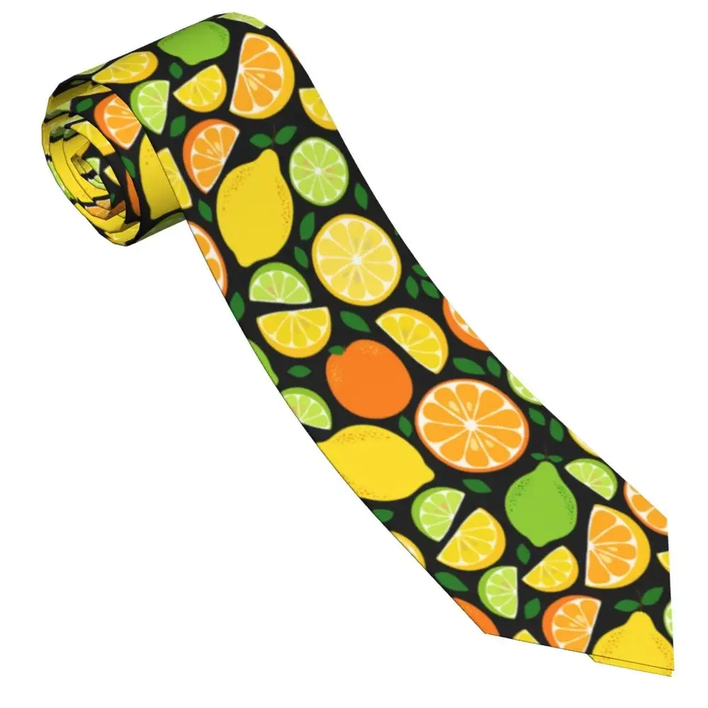 

Cute Fruits Lemon Lime And Orange Necktie Men Women Polyester 8 cm Neck Ties for Mens Skinny Wide Daily Wear Gravatas Business