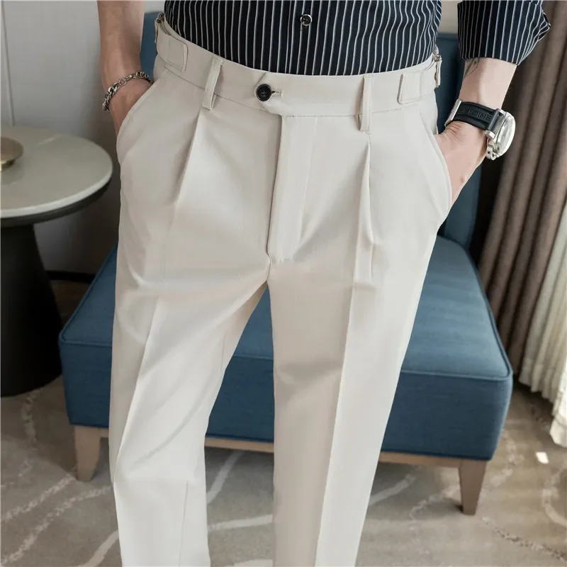 Men Dress Pants Trousers 2024 Autumn New British Style Straight Slim Fit formal Suit Pants Solid Casual Fashion Men Clothin