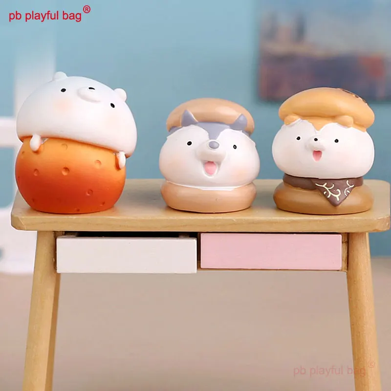 Simpatica mini bambola gatto cane torta cottura serie animali action figure giocattolo per bambini regalo di Natale raccogliere ornamento in resina modello HG225