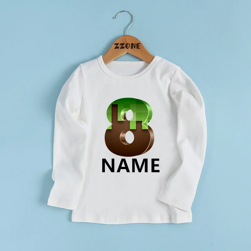 Maglietta per ragazzi di compleanno Mc numero di gioco stampa bambini 1 2 3 4 5 6 7 8 9 anni personalizza nome T-shirt neonate vestiti a maniche