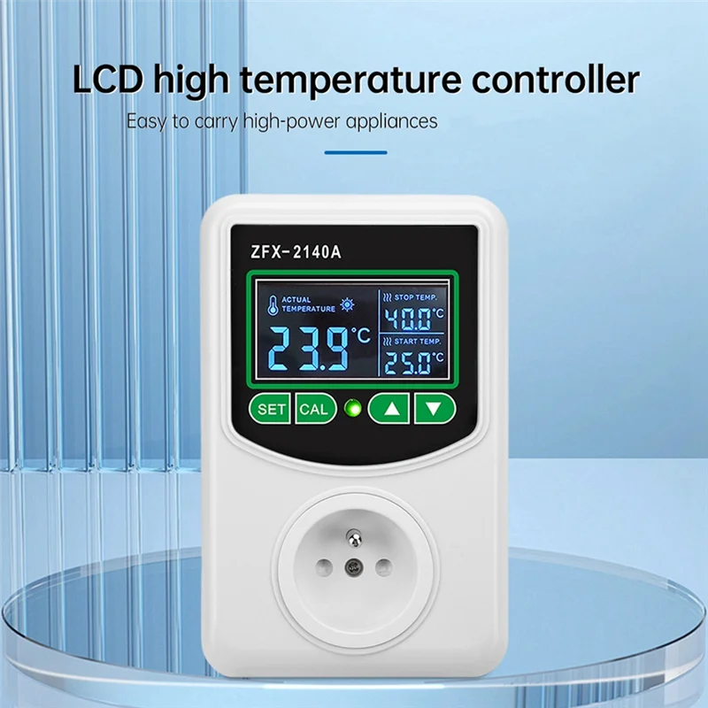 BNVN-ZFX-2140A 고전력 LCD 디지털 디스플레이 온도 컨트롤러 소켓 온도 조절기 센서 프로브 EU 플러그