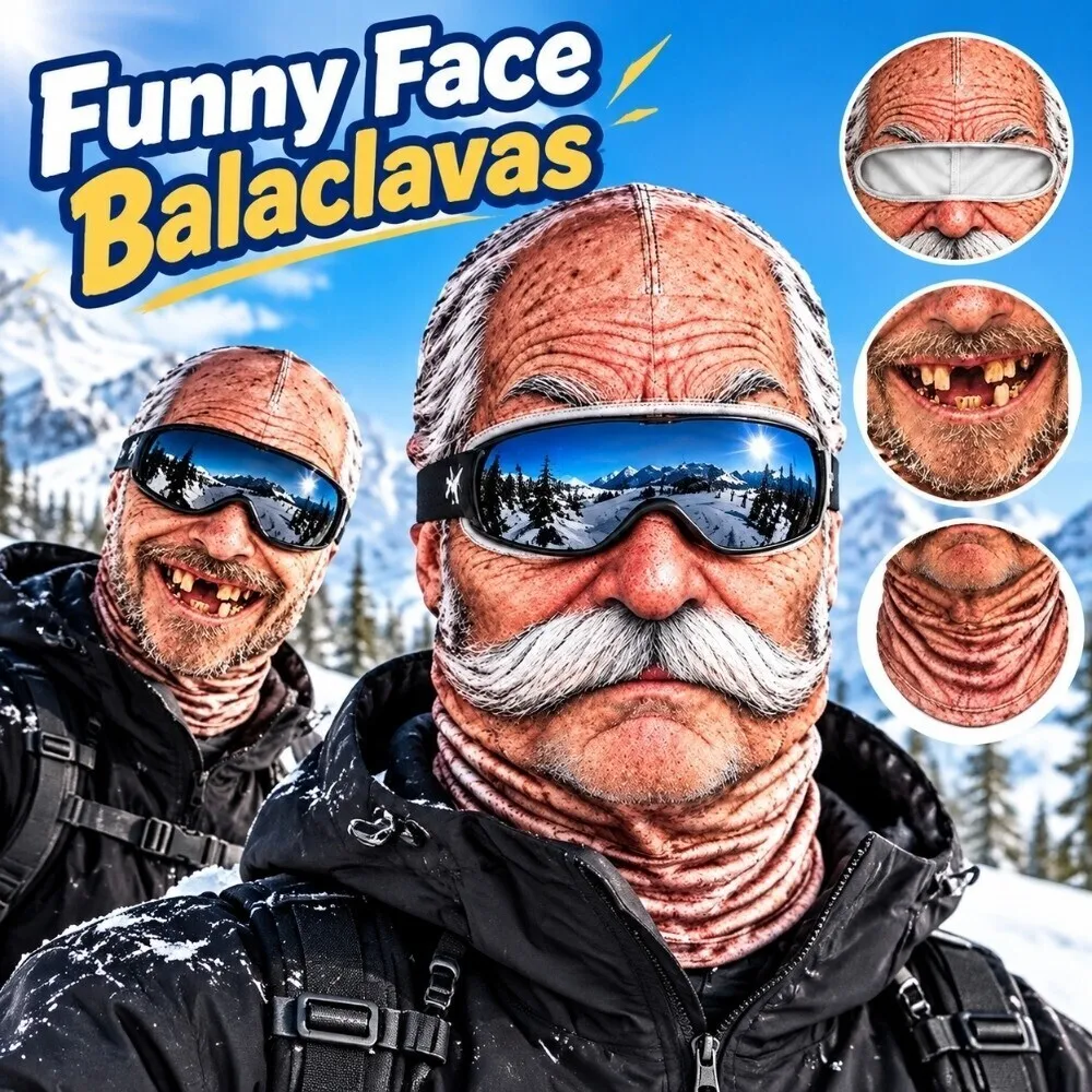 New 3D Face Printed Old Man Balaclava White Mustache Full Coverage Face Mask Breathable Eye Hole Stretch Funny Ski Mask For Men