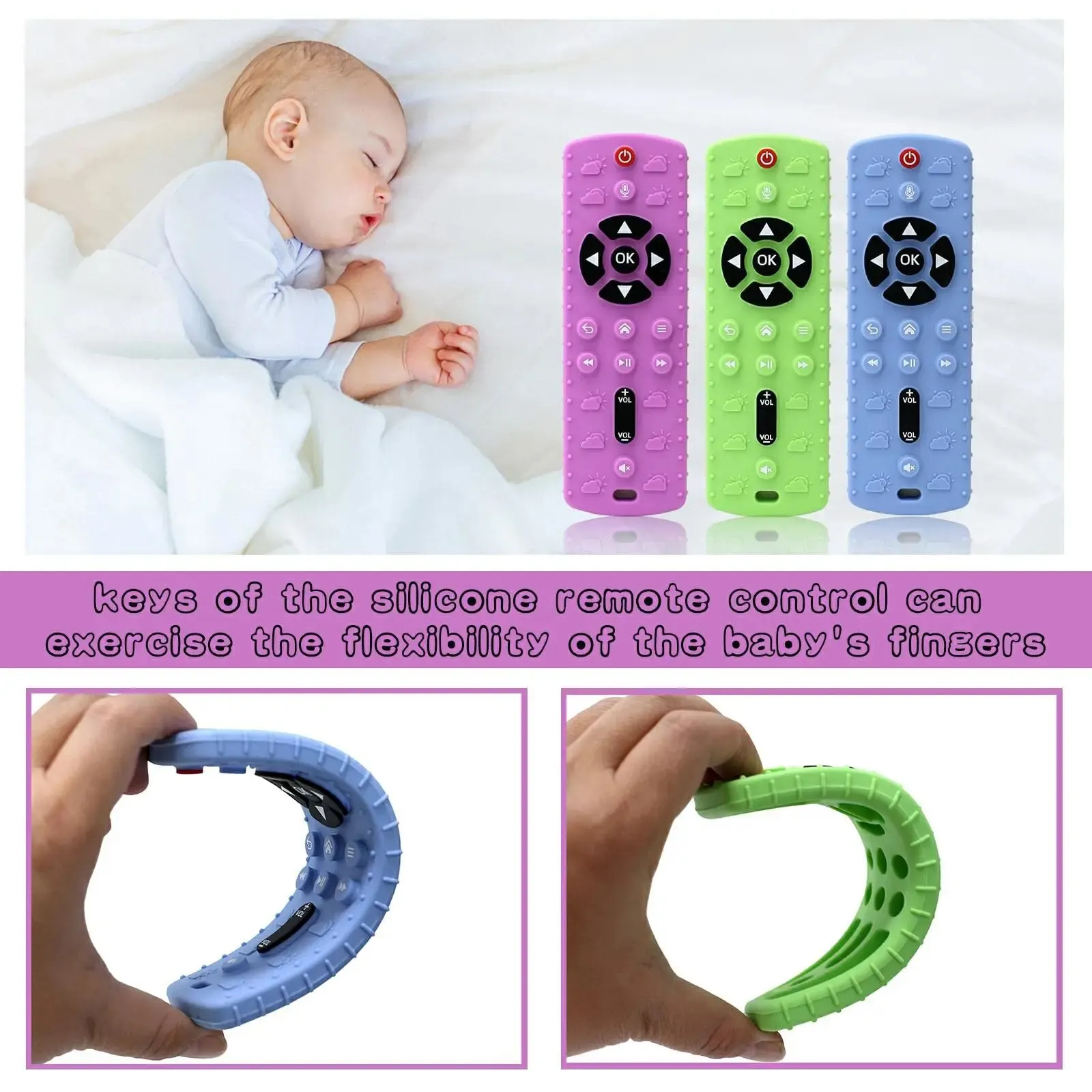 1PC Silicone Baby Toys TV Remote Control Shape Teether Toy BPA Free Silicone Teething Chewing Toy Sensory Baby Accessories