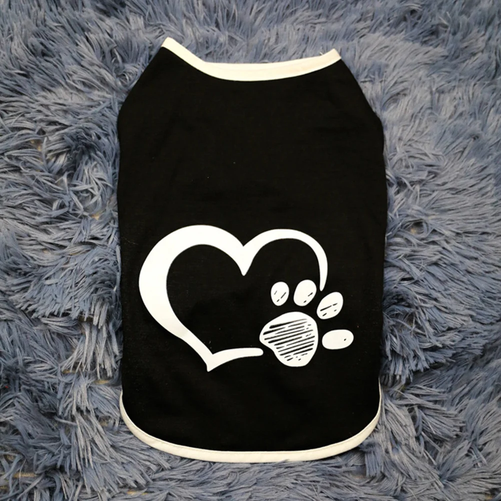 

Durable Pet Vest Dog Clothes Heart Footprint Design Comfortable Wearing Spring Summer Walking Jogging Black Size Xl