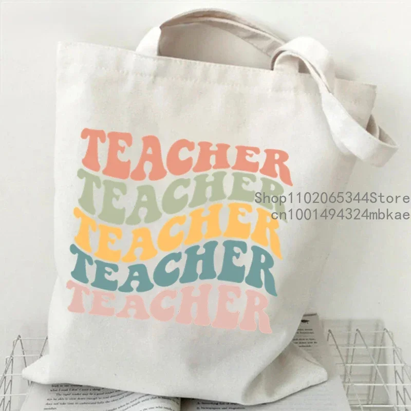 Teacher Graphics Handbags for Women Colorful Letters Print Tote Bag Fashion Travel Beach Shoulder Bags Best Gifts for Teacher