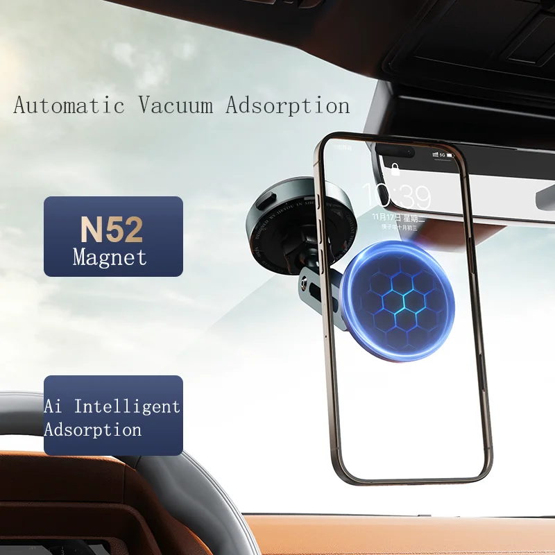 

JY-18 Магнитный автомобильный держатель для телефона, вращение на 360 градусов, вакуумная адсорбция, сильный всасывающий держатель для iPhone 12-16 Samsung Xiaomi