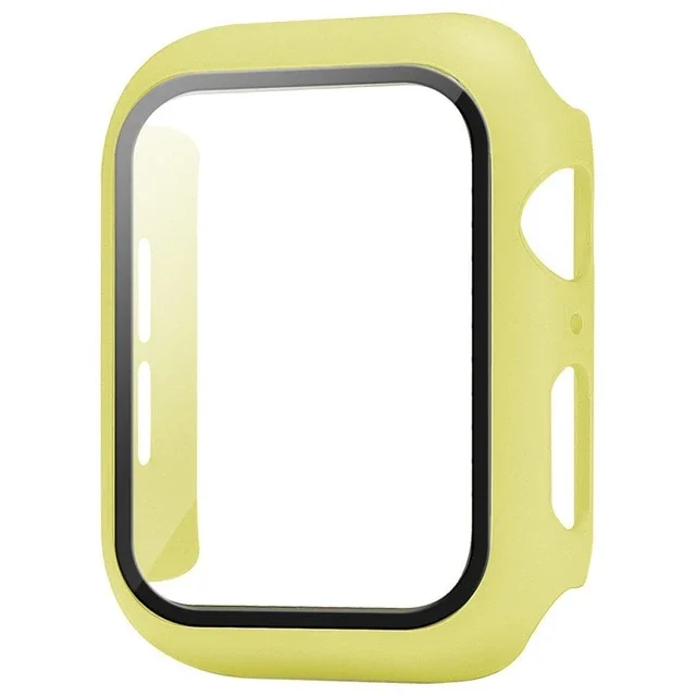Vidrio + cubierta para Apple Watch funda 10 9 8 7 6 SE 5 iWatch accesorios Protector de pantalla iWatch serie 46mm 44mm 40mm 41 45mm 38 42mm