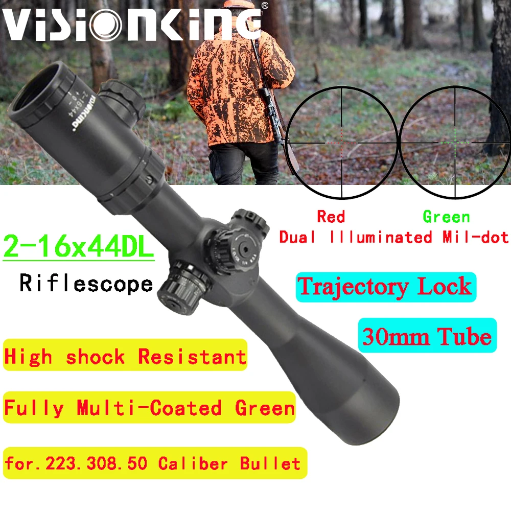 Visionking Side Focus 2-16x44 Hunting Rifle Scope Mil-Dot Illuminated Long Range Turret Lock High Shochresistant Optical Sight