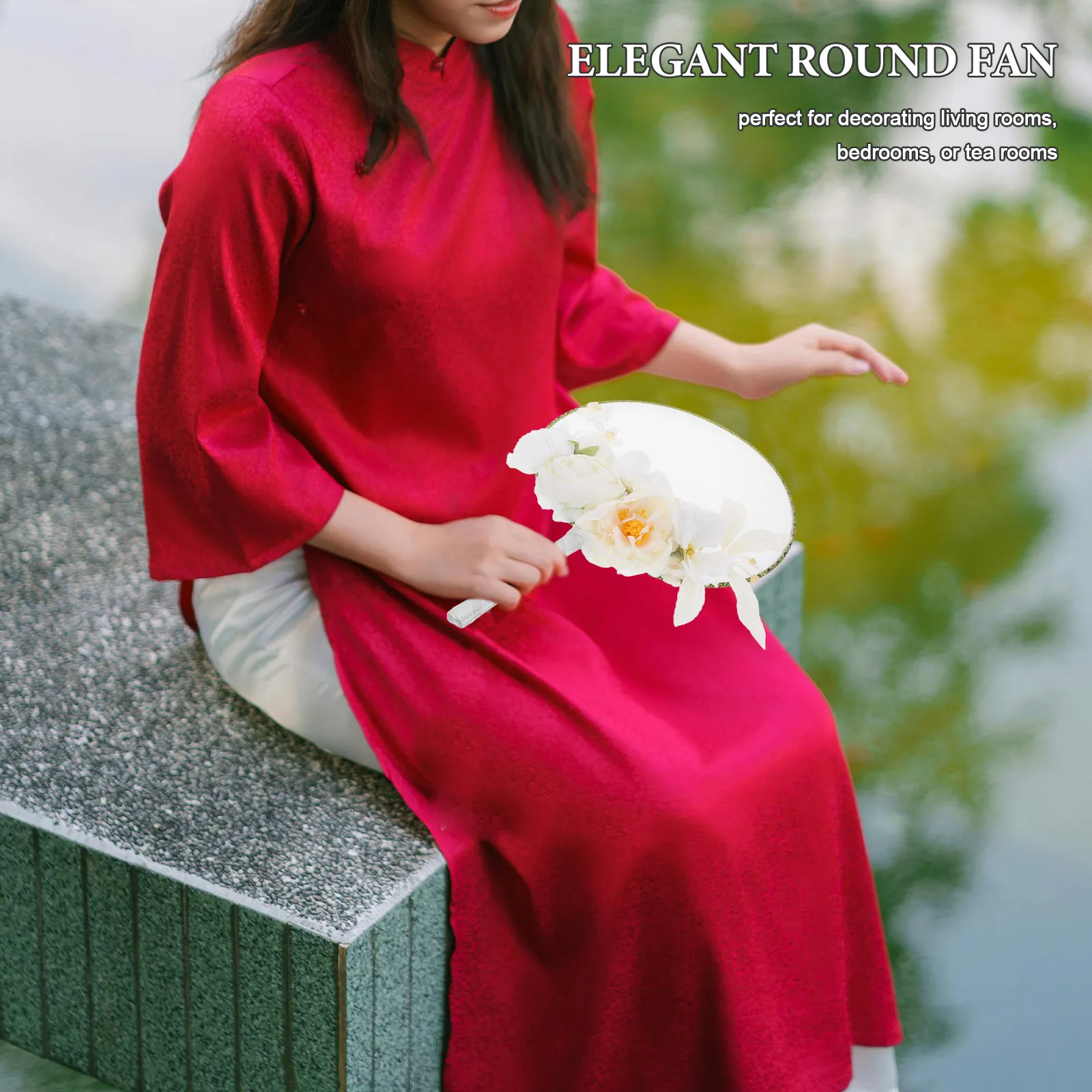 Embroidery Room - Nouveau éventail rond d'esthétique chinoise, broderie