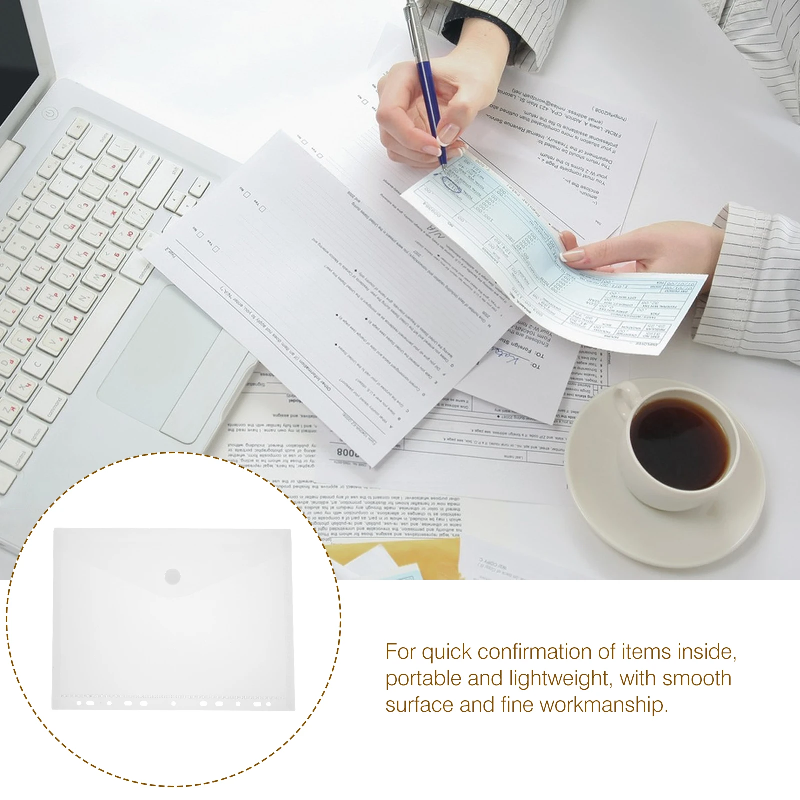 

4 Pcs A4 Colored Matte Stationery Bags Reinforced Sticker Button Lightweight Clear Design Portable Document Folders