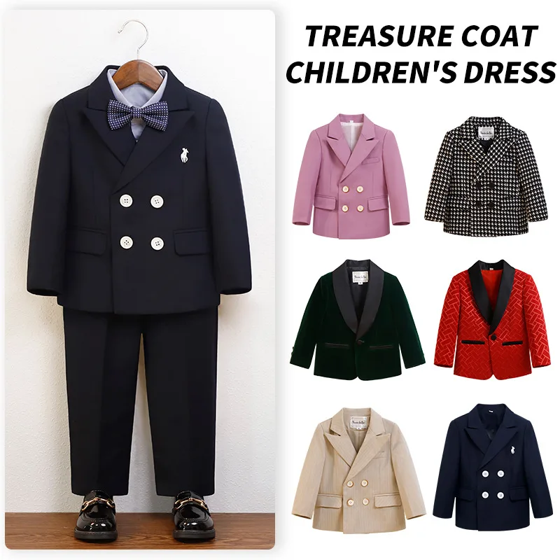 Children New Year Photography Jakcet Boys Formal Ceremony Costume Coat Kids Girls Piano Wedding Performance Birthday Party Dress