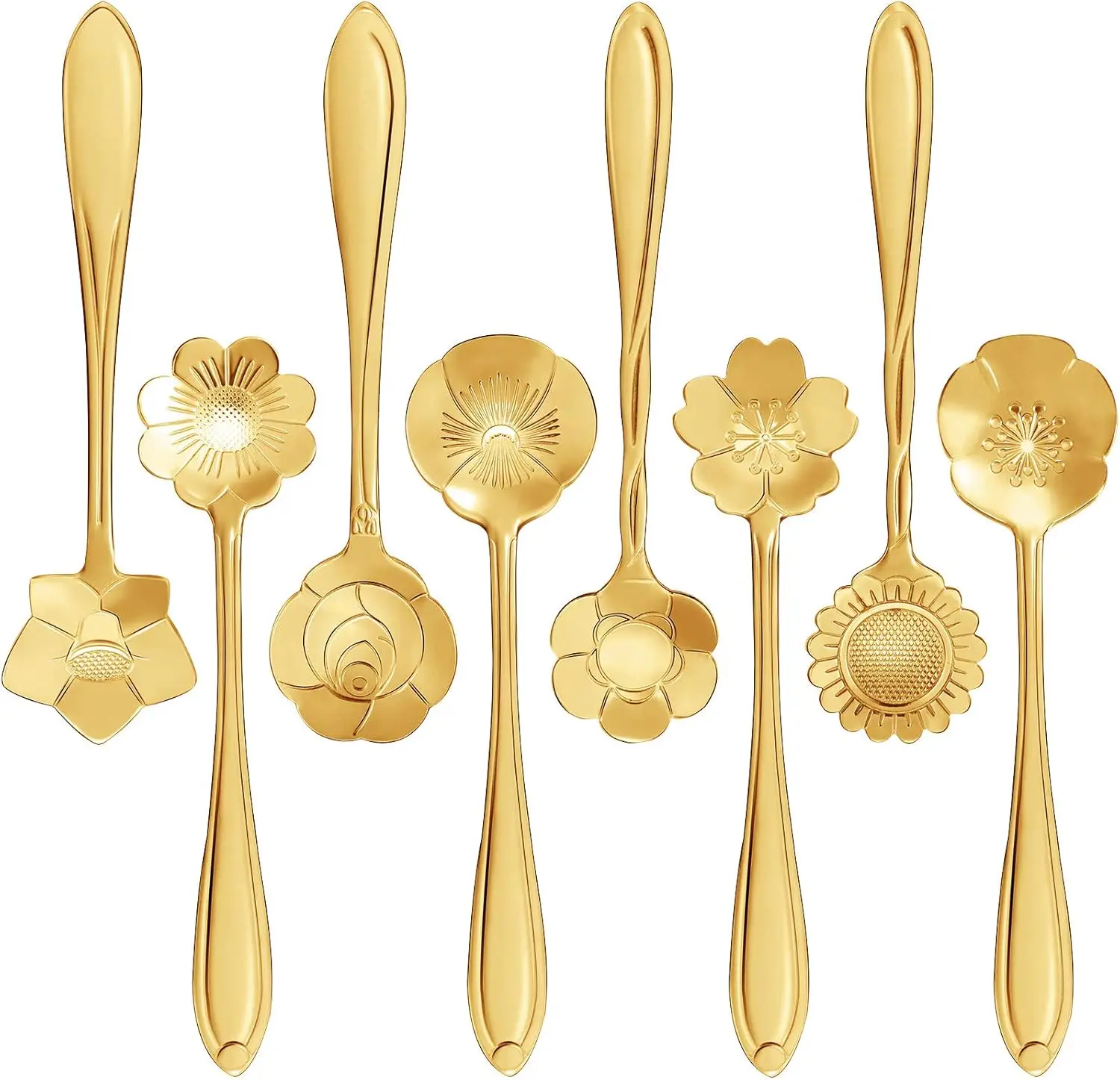 

16 Pieces Stainless Steel Flower Coffee Spoon Dessert Sugar Ice Cream Stirring Tea Spoon Set for Tableware Kitchen, Cafe or Bar