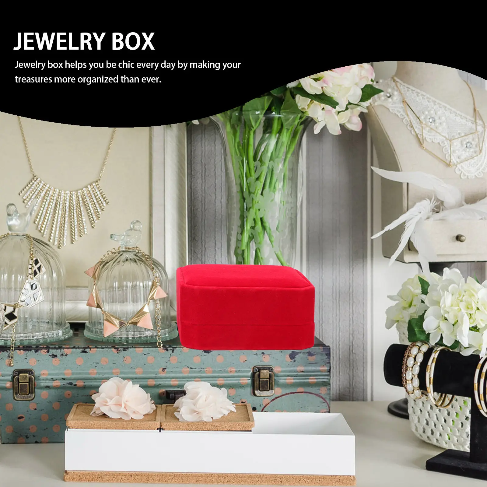 

2Pcs Jewelry Gift Box Square Shape Portable Durable Jewelry Storage Container for Bracelet Necklace Wedding Engagement Display