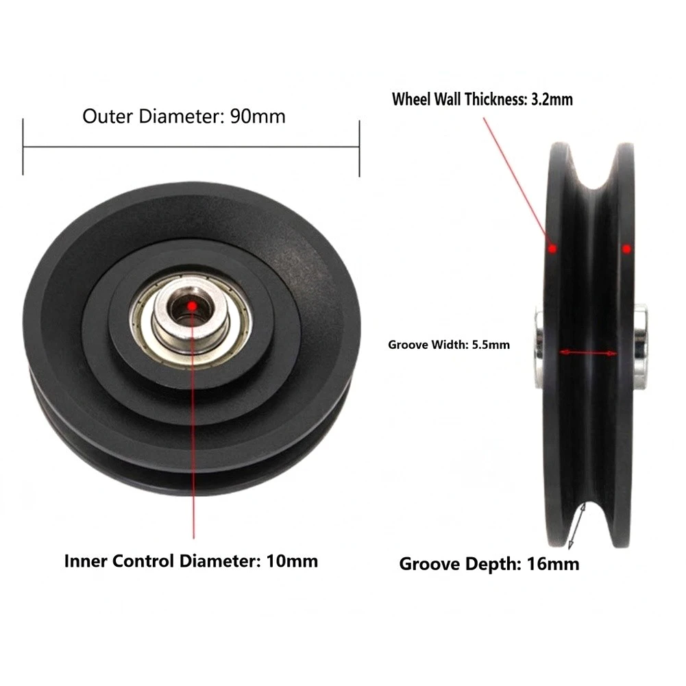 2pcs Nylon Silent Stainless Steel Cable Pulley Wheel Lightweight Pulley Wheel For Home Indoor Gym Equipment Accessories