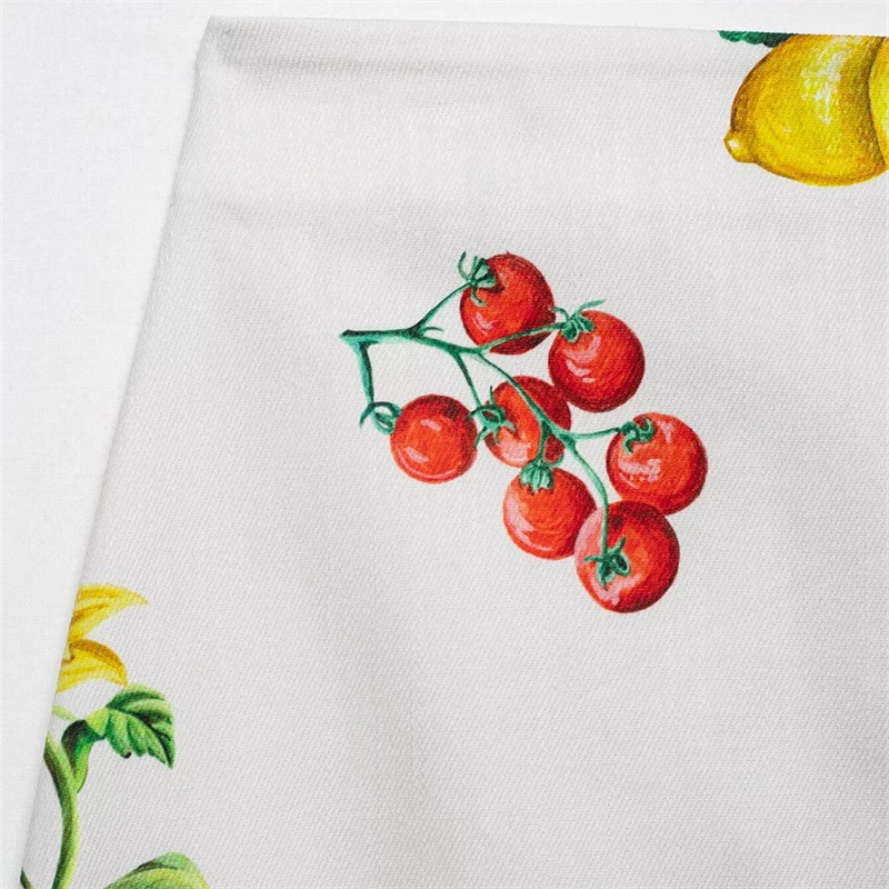 KEYANKETIAN Summer New Retro style Fruit Flower Print Mini spódniczka damska z bocznym zamkiem błyskawicznym z wysoką talią i wąską linią bioder