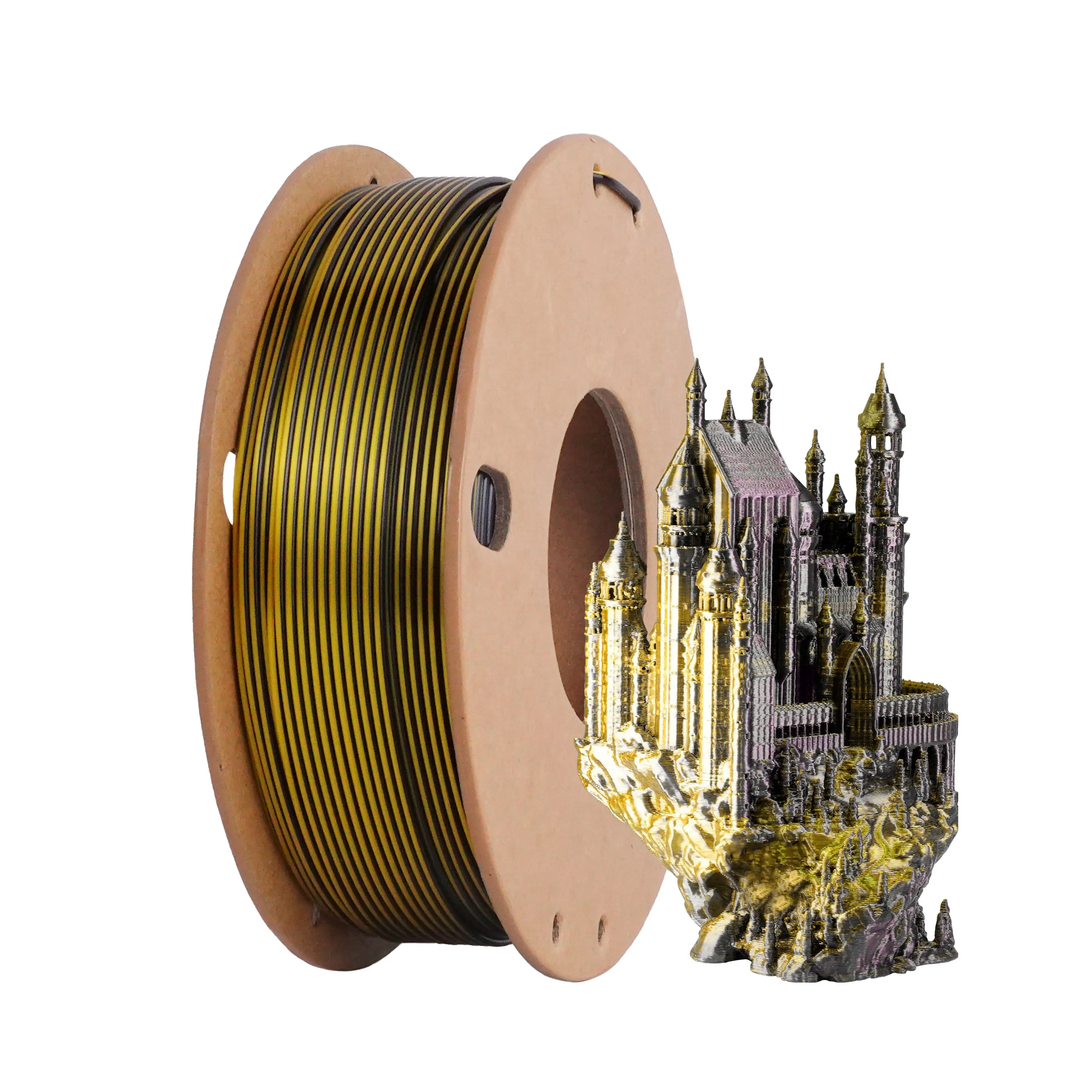 Silk PLA 3D printer filament, 250g dual color Black Gold PLA