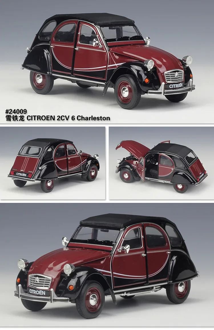 

Классический автомобиль Citroen 2CV 6 Charleston WELLY 1:24, литая под давлением модель автомобиля из сплава, детские игрушки и подарки