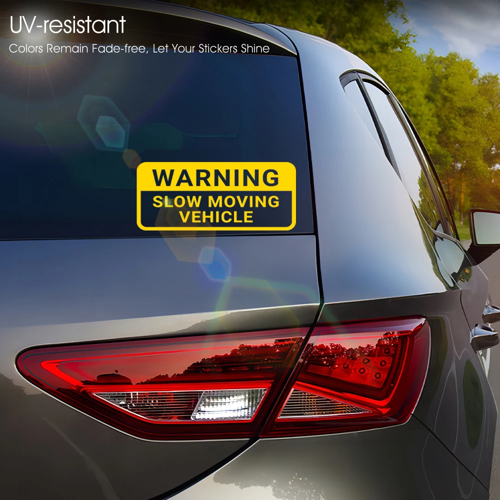 Warning Slow Moving Vehicle Bumper Sticker Safety Vinyl Decals for Cars Trucks Vans Semis High Visibility Auto Decor