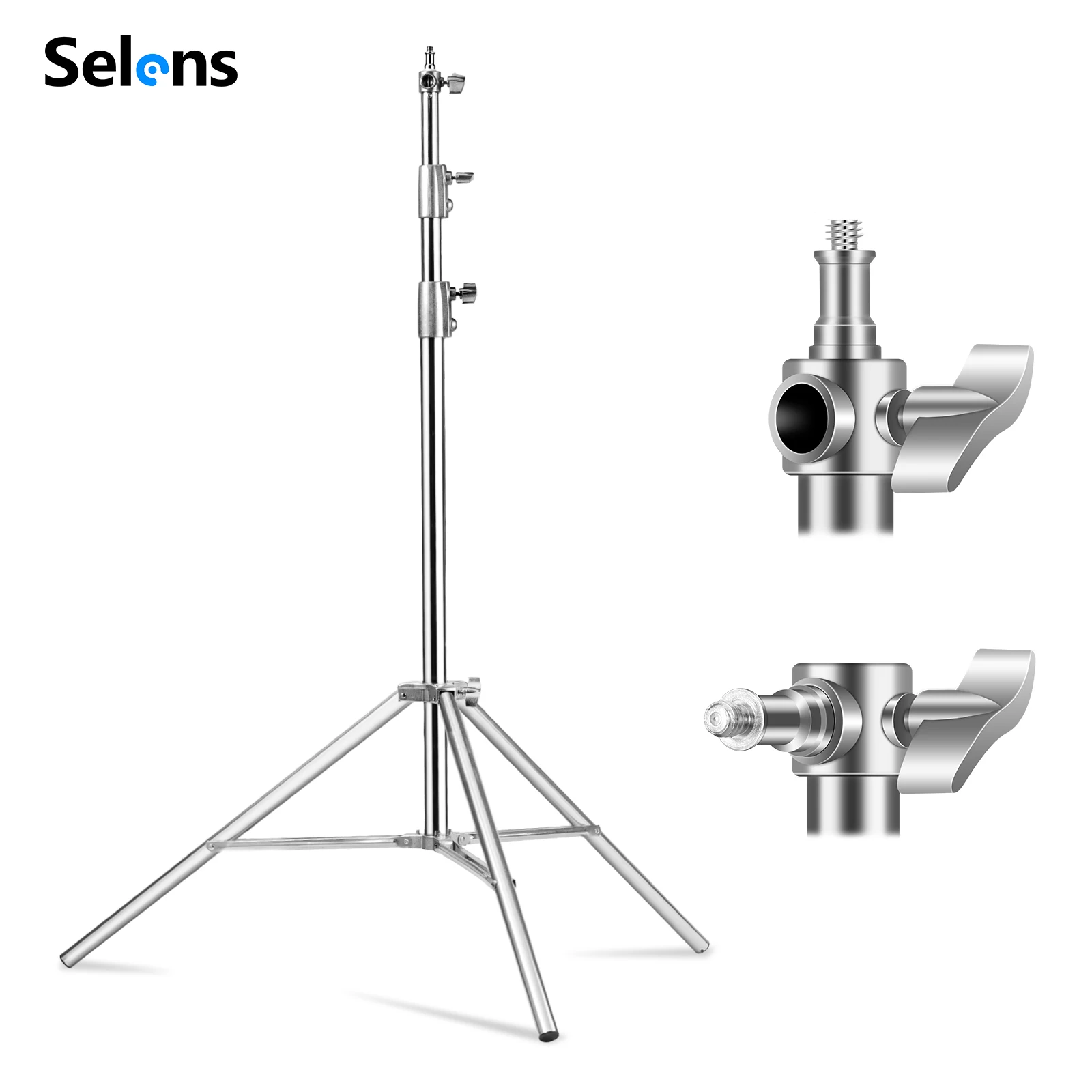 

Selens 400cm Stainless Steel Light Stand Heavy Duty Tripod Portable Telescopic Bracket With 1/4 And 3/8" Adapter Light Stand