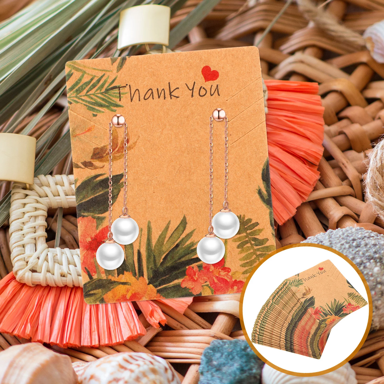 

100Pcs Decorative Floral Pattern Jewelry Display Cards Earring Necklace Bracelet Organizer Jewelry Display Cards Set