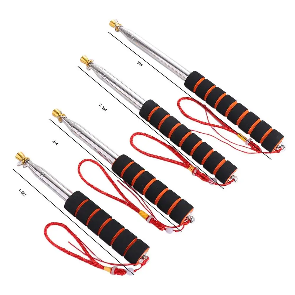 Waving Stainless Steel Pole Flag Portable Handheld Telescopic Flag Pole Sponge Handle Tour Guide Flagstaff 160/200/300CM