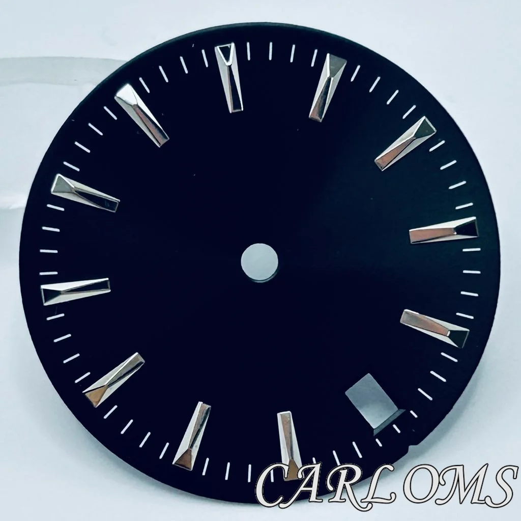 TOP 28.5mm NH35 NH36 4R35 4R36 Silver Black Gray Sterile Watch Dial Date Movement Fit 3 O'clock 3.8 O'clock Crown