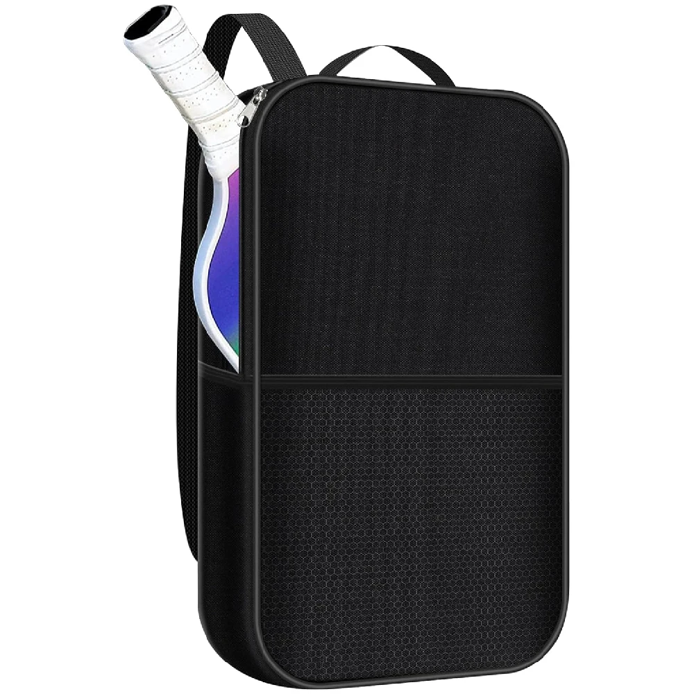 Pickleball Paddle Cover Bag Waterproof Zippered with Pocket for 2 Paddles 4 Balls Extra Accessories Storage