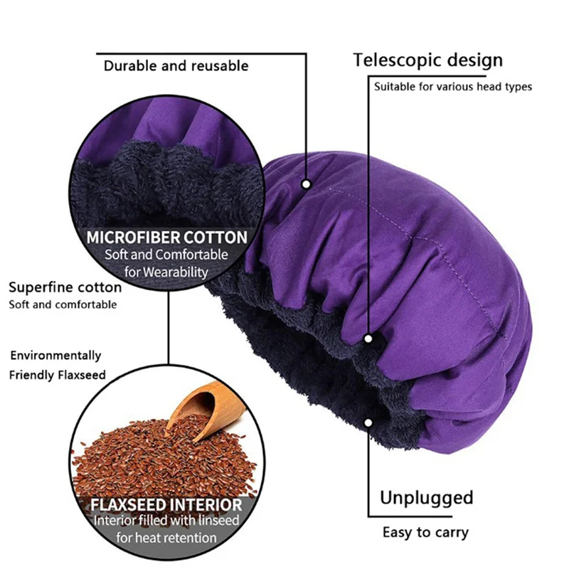 A67P-Cuffia per la cura dei semi di lino Riscaldamento a microonde Tappo per la cottura a vapore Cura dei capelli Riscaldamento del tappo dell'olio al forno