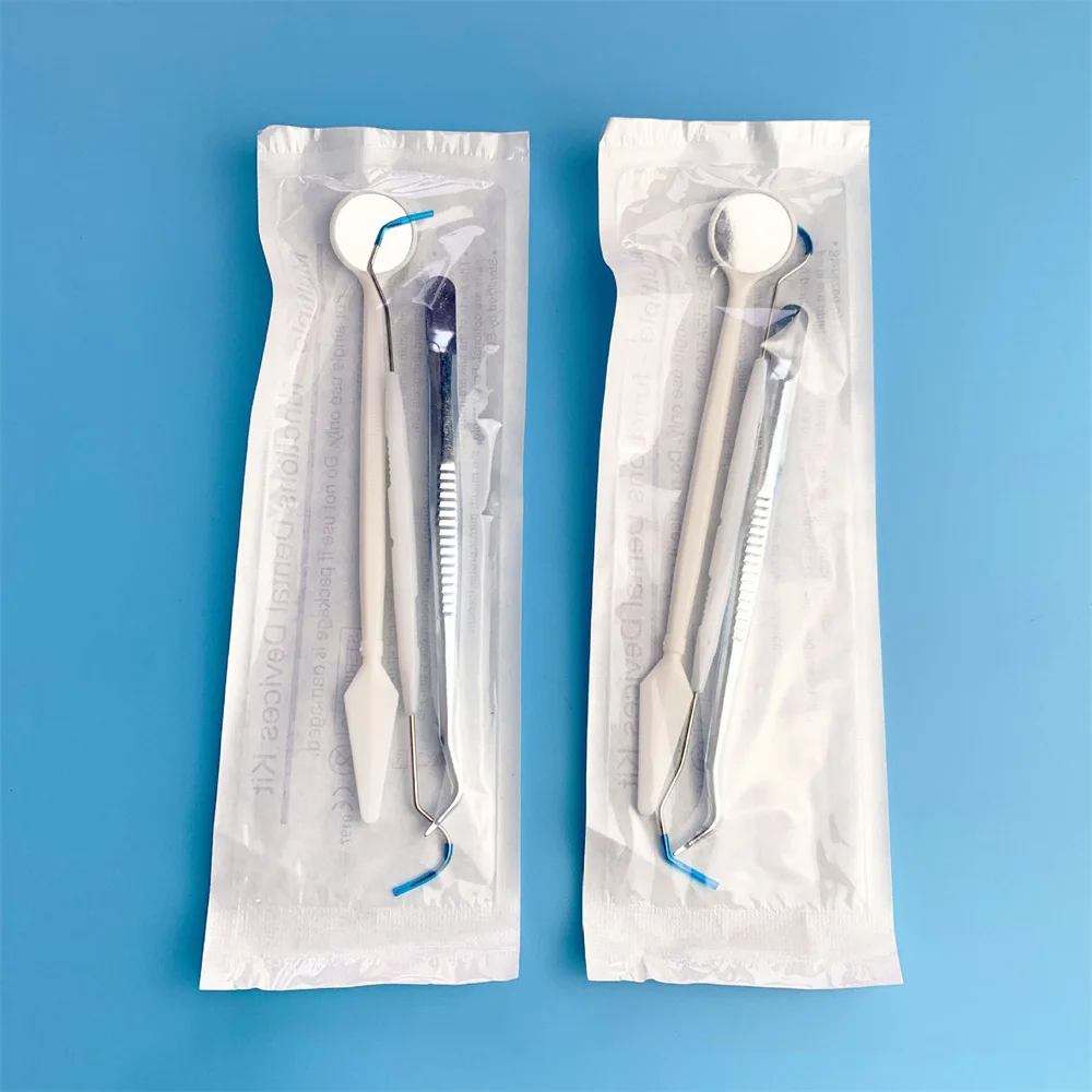10 bags Disposable Dental Instruments Examination Kit Stainless Steel Probe Explorer Tweezers Mouth Mirror Dentistry Tool Set