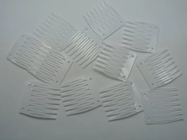 50 White Plastic Mini Hair Clips Side Combs Pin Magic Grip Hair Pins 32mm